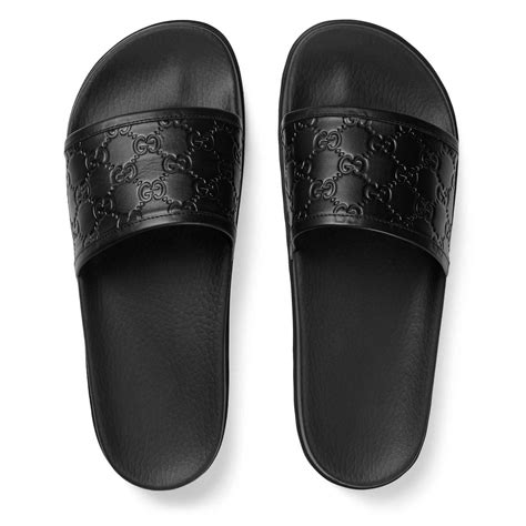 black guccie slides|black gucci slides men.